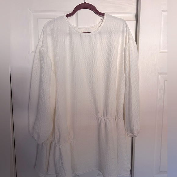 ASOS DESIGN oversized seam front detail mini dress in ivory size 8 - Picture 9 of 9